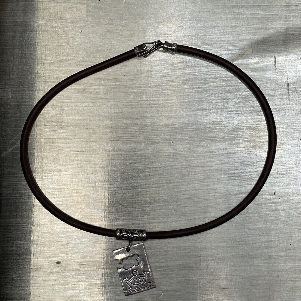 Necklace Choker Sterling Silver 925 Brown Tribal Jewelry Costume Fashion